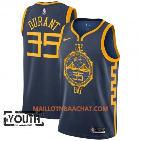 Maillot NBA Golden State Warriors Kevin Durant 35 2018-19 Nike City Edition Navy Swingman - Enfant